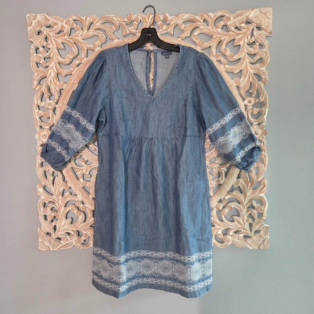 J. Jill Denim chambray denim dress Cottagecore coastal casual women's size XS